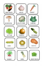 English Worksheet: Memory : vegetables