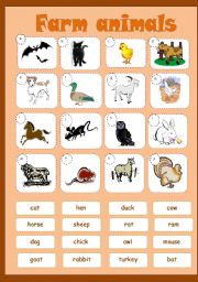 English Worksheet: Farm animals  MATCHING