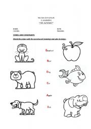 English Worksheet: Alphabet match ( vowels and consonants)