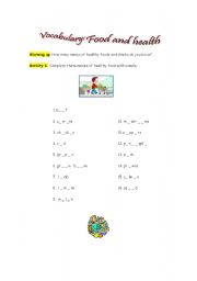 English worksheet: Food and health