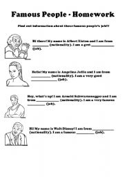 English Worksheet: Famous People
