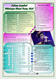 English Worksheet: Song: Phrasal Verbs & Past Modals Part 1 - Adam Lambert - Whataya Want From Me