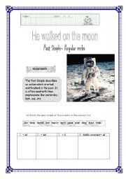 English worksheet: He walked in the moon