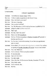 English Worksheet: Making Doctors Appointment