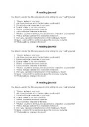 English Worksheet: A reading journal