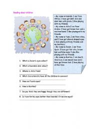 English Worksheet: childrens description and nationalities