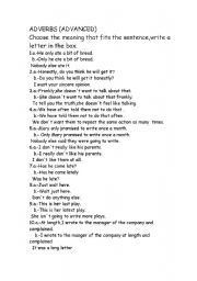 English Worksheet: adverbs practice