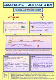 English Worksheet: connectives - although and but