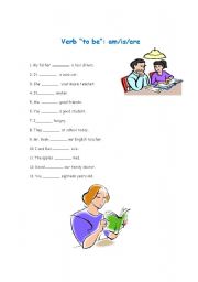 English worksheet: verb to be