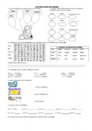 English Worksheet: Activities with colors and numbers