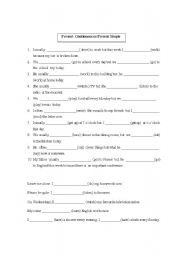 English Worksheet: Present Continuous or Present Simple