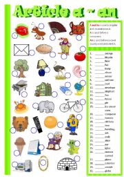 English Worksheet: Article A / An  (B/W)