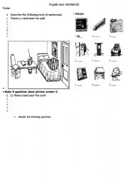 English worksheet: test there is/are