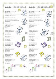 English Worksheet: SONG - Hey, Hi, Hello - Maloy & Shaun Baker