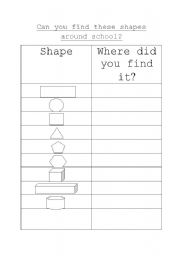 English worksheet: Shape hunt