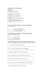 English worksheet: Varius Exercises