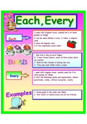 English Worksheet: Each, Every