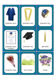 English Worksheet: Graduation Memory Cards (18 Images Here, 27 in the Set)