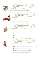 English Worksheet: daily routines