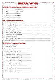 English Worksheet: Have got / Has got
