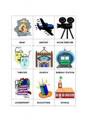 English worksheet: Places to go - Cue cards