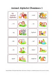 English Worksheet: Animal Alphabet Dominoes Part 1(by blunderbuster)