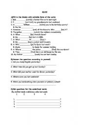English Worksheet: mixed exercises about past simple tense 