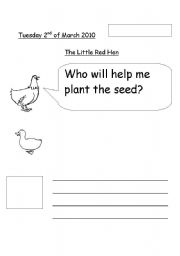English Worksheet: Little red hen