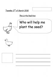 English worksheet: Little red hen