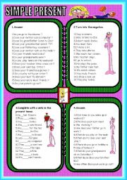 English Worksheet: SIMPLE PRESENT (B&W VERSION INCLUDED)