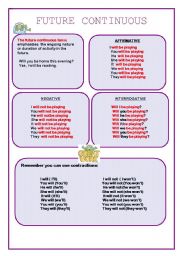 English Worksheet: Future Continuous three pages