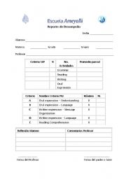 English Worksheet: Reporte de desempeo