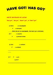 English worksheet: have got-has got