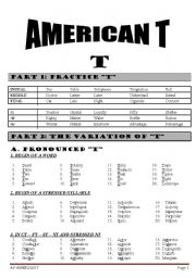 English Worksheet: American T and R