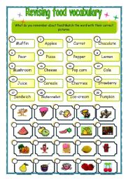 English Worksheet: Revising food