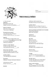 English Worksheet: This is Halloween cloze and matching