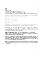 English Worksheet: Advantages and disadvantages of cars, boats, trains, buses