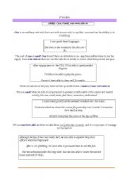 English Worksheet: Can, could and be able to