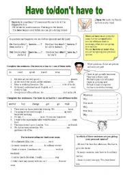 English Worksheet: Have to/dont have to