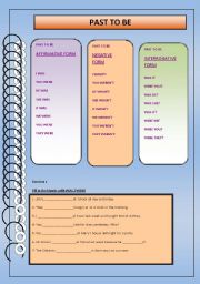 English Worksheet: Past to be : FORM + 3 EXERCISES