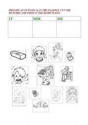 English Worksheet: HE SHE IT