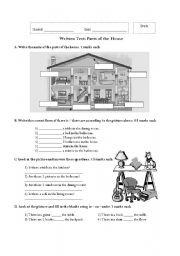 English Worksheet: Parts of the house test