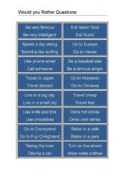 English Worksheet: Would you rather