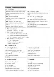 English Worksheet: Telephone Conversation