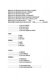 English Worksheet: Comparatives Worksheet