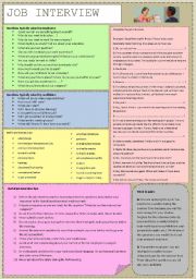 English Worksheet: JOB INTERVIEW - vocabulary, tips, gaps filling and speaking (fully editable)