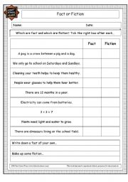 English Worksheet: fact or fiction