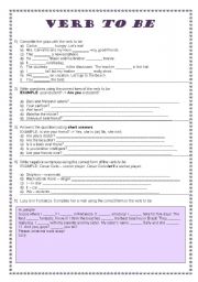 English Worksheet: Verb to Be - Review