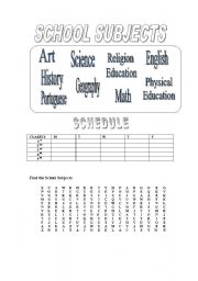 English Worksheet: SCHOOL SUBJECTS 