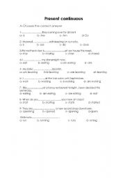 English Worksheet: present continuous